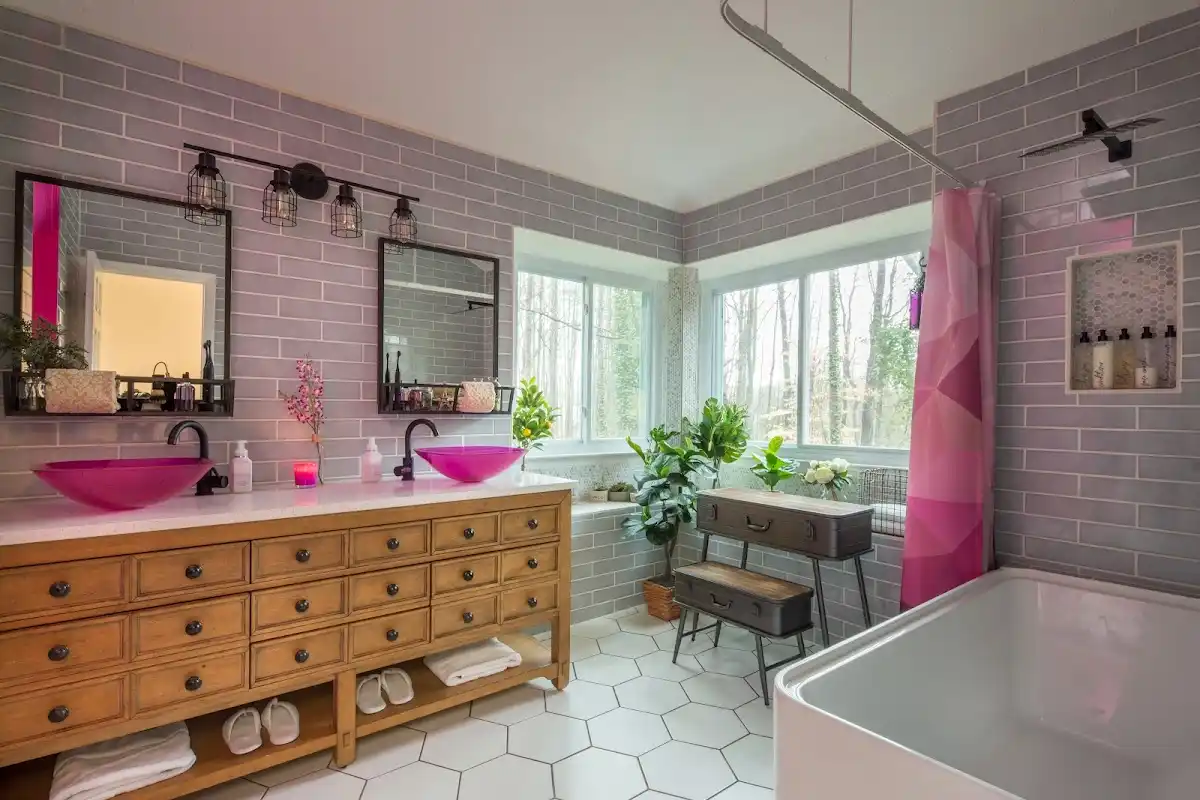 Bathroom renovation after water damage restoration in New Square
