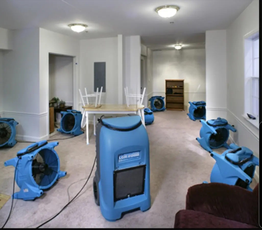 Air movers and dehumidifier setup for Water Extraction & Removal in New Square